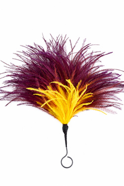 Pennacchio struzzo con anello - altezza 20-23 cm - cioccolato-giallo